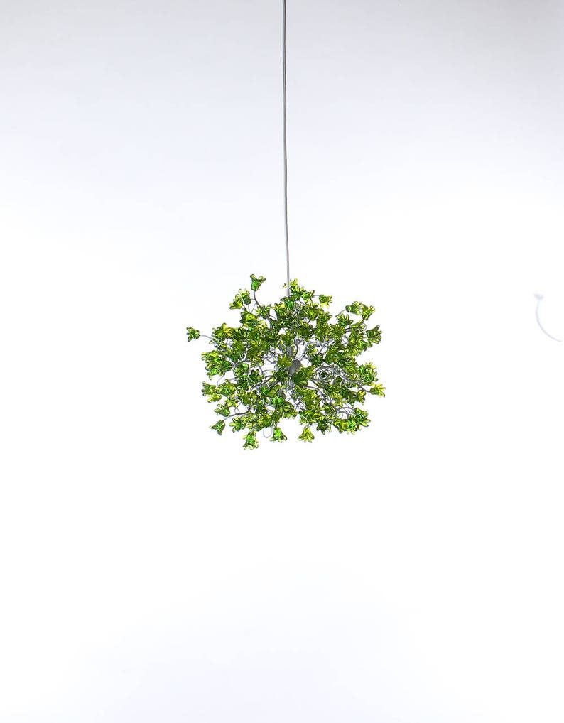 Green Pendant Light, Hanging pendant lighting with Green jumping flowers image 4