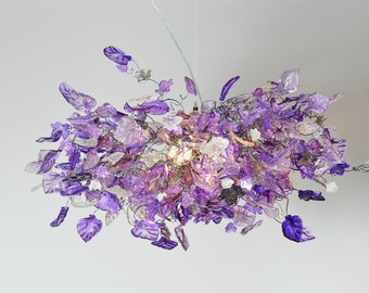 Violet Hanging Chandeliers, Large Dining Room Lighting, Fixture for Dining Room or living room