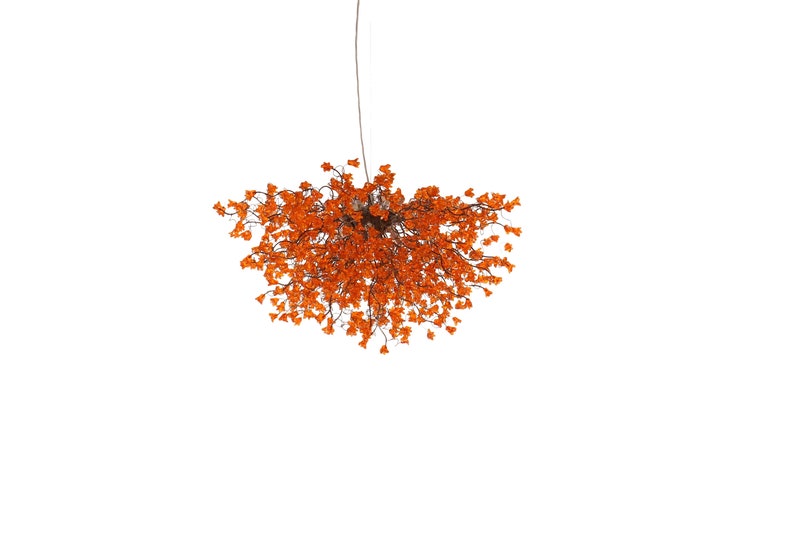 Orange Dining Room Lighting, Hanging Chandeliers with Orange jumping flowers