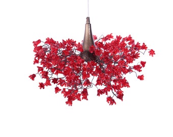 Unique Lighting hanging chandeliers with Red jumping flower for bedroom or living room.