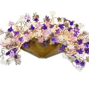 Wall lighting sconce with gray and purple flowers - Decorative up Sconces with handmade flowers