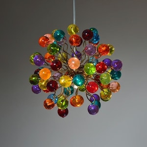 Pendant light with Rainbow color bubbles for hall, bathroom, children space or as a bedside Lighting.