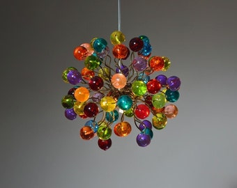 Pendant light with Rainbow color bubbles for hall, bathroom, children space or as a bedside Lighting.