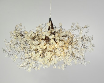 Ceiling Light Fixture Chandelier, Lighting with clear flowers for Living Room, Dining Room table or bedroom- elegant lighting.
