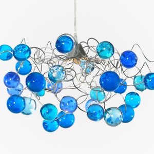 Ceiling Light with Blue bubbles for girls or boy bedroom, handmade light fixture image 1