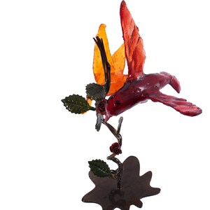 Handcrafted Metal Stand with Colorful Resin Birds image 8