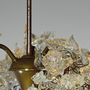 Floral Chandelier: Resin Flowers & Leaves, 3-Arm Dining Room Lighting