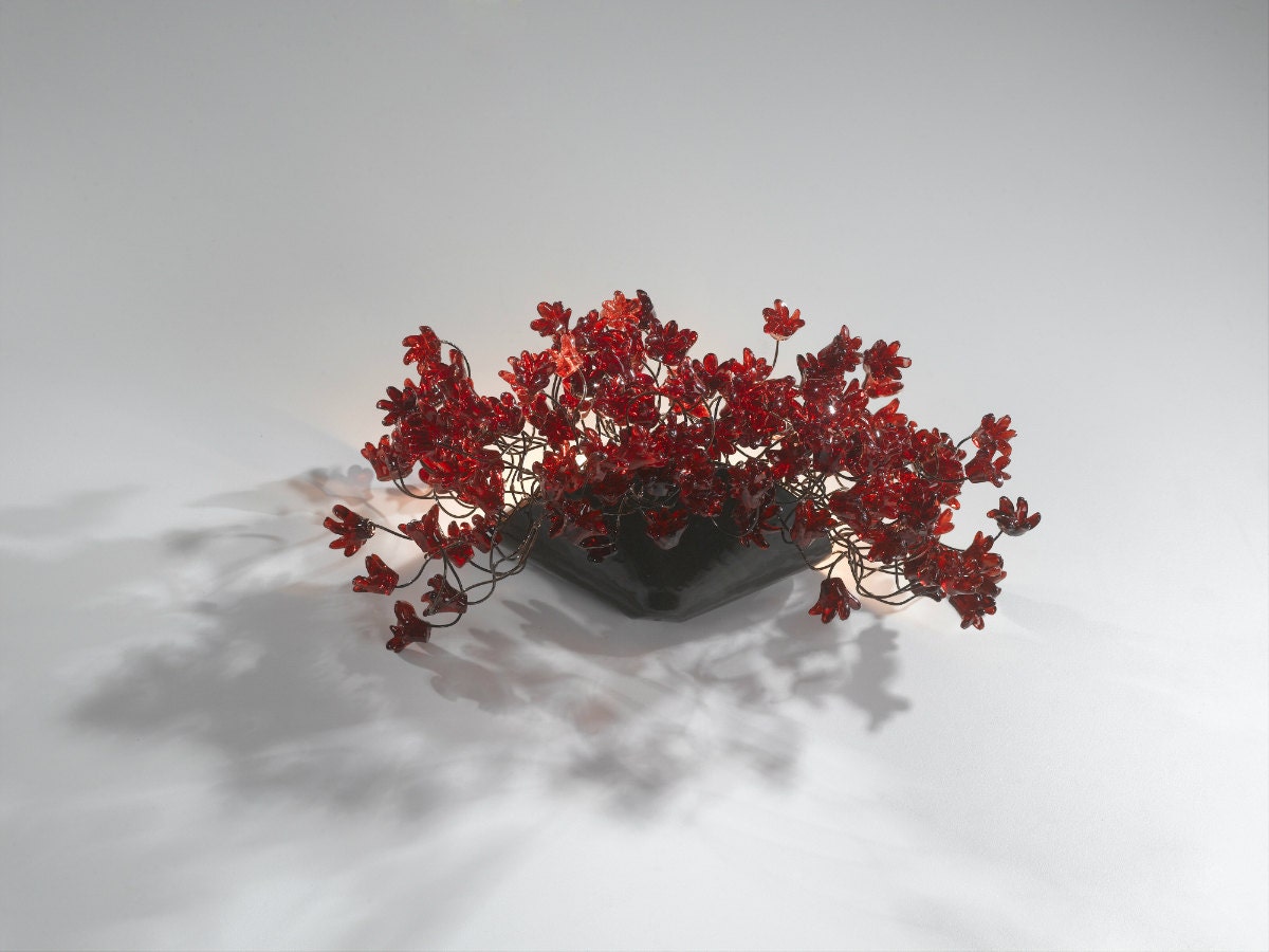 Wall light lamp with elegant red flowers unique wall sconce Etsy