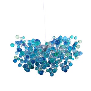 Cobalt blue Hanging chandeliers. light fixture with blue bubbles for Dining Room image 2