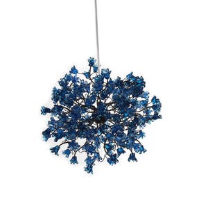 Blue pendant light with flowers for hall or bathroom, or as a bedside light - a unique pendant lights.