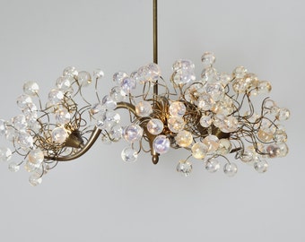 Hanging Chandelier Lighting with Transparent clear bubbles 3 arms chandelier lamp, for Dining table or bedroom.