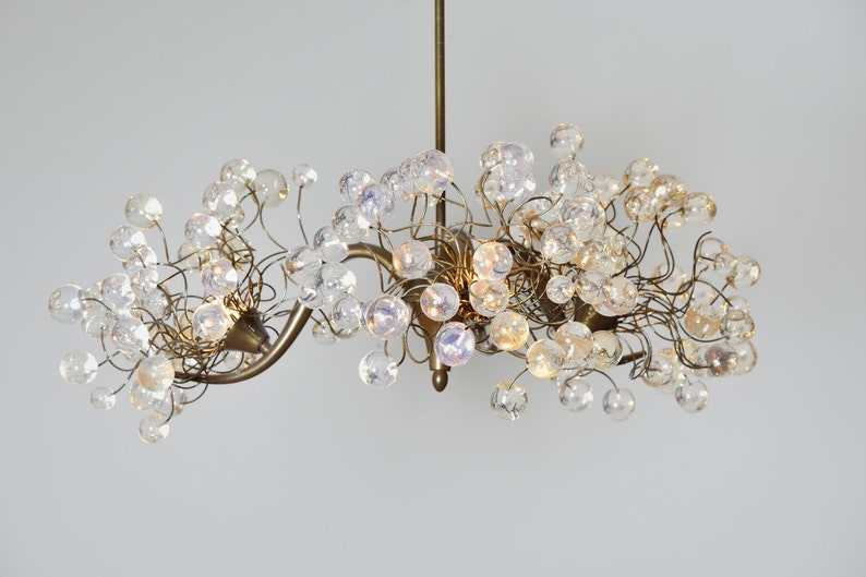 Hanging Chandelier Lighting with Transparent clear bubbles 3 arms chandelier lamp, for Dining table or bedroom. image 1