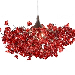 Modern Hanging Light with Red flowers for living room, bedroom, Dining Room. image 6