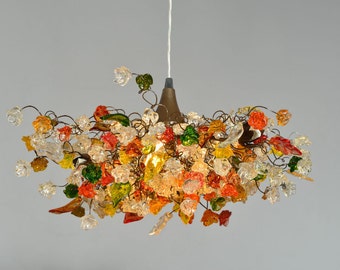 Ceiling Light chandeliers with hand made flowers  for living room, Dining Room or bedroom. unique lamp