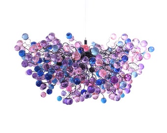 Large Contemporary blue, purple and pink  Bubbles Hanging Lamp