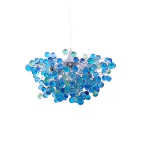 Lighting Chandelier with sea colored bubbles, hanging lamp with different size of bubbles for children room or dining room. image 7