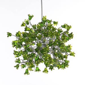 Green Pendant Light, Hanging pendant lighting with Green jumping flowers image 2