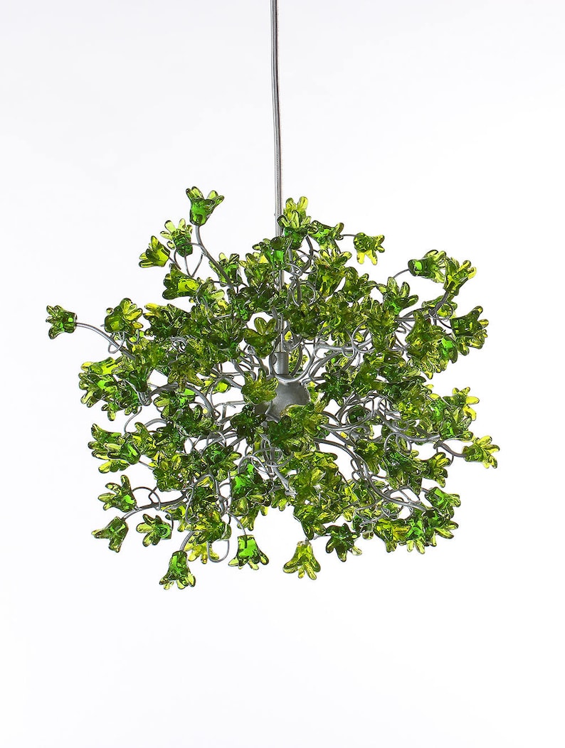 Green Pendant Light, Hanging pendant lighting with Green jumping flowers image 2
