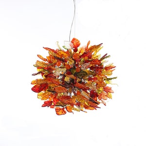 Hanging chandeliers with warm color leaves and flowers, lamp for Dining Room or living room