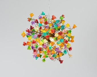 Ceiling lamp, modern flowers Lighting with rainbow flowers for Dining Room , living room, hall or child room.handmade light fixture