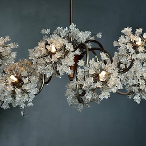 Chandeliers  Light with clear  jumping flowers, Ceiling Lighting Fixtures chandelier with  10 arms for Dining Room table