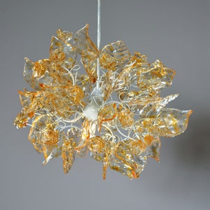 Ceiling light clear flowers and leaves with Amber point colors for bedroom, kitchen island or hall