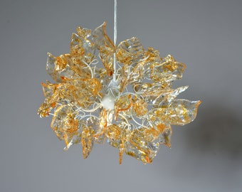 Ceiling light clear flowers and leaves with Amber point colors for bedroom, kitchen island or hall