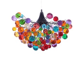 Multicolored bubbles light fixture, hanging lighting with different size of bubbles for children room or dining room. unique lighting