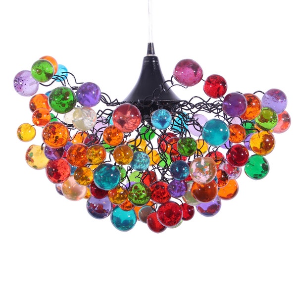 Multicolored bubbles light fixture, hanging lighting with different size of bubbles for children room or dining room. unique lighting