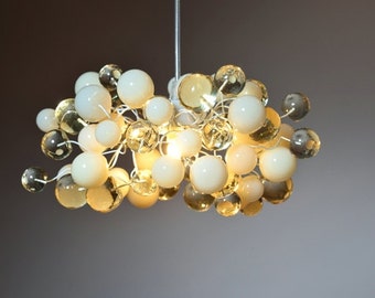 Ceiling Pendant Light with Transparent clear  and white color bubbles for desk, kitchen island