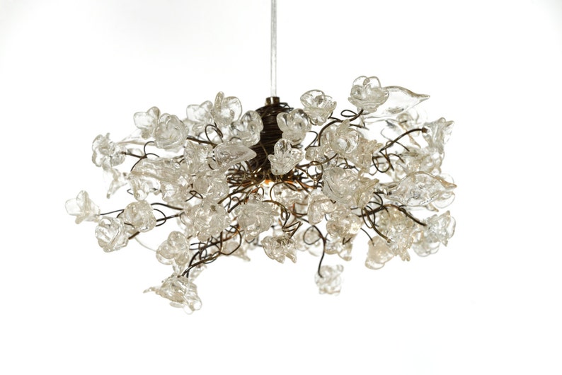 Plafoniere Per Camera Da Letto : Lampada a sospensione con fiori chiari krystal plafoniere per etsy