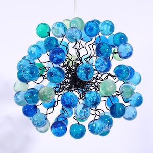 Resin Bubble Pendant Light: Sea Green Blue Kitchen Island Lighting, Hanging Ceiling Chandelier