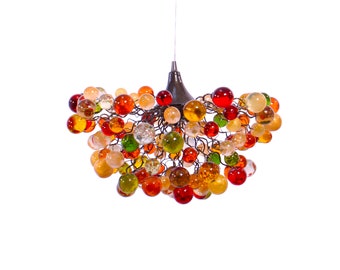 Lighting Chandelier with warm colored bubbles, hanging lamp with different size of bubbles for children room or dining room.