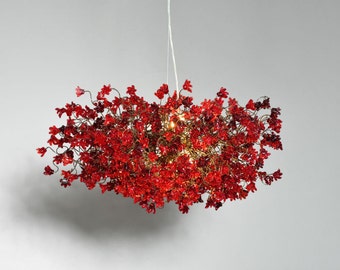 Red Light Fixture, modern Hanging chandeliers for Dining Room, living room, office or bedroom.