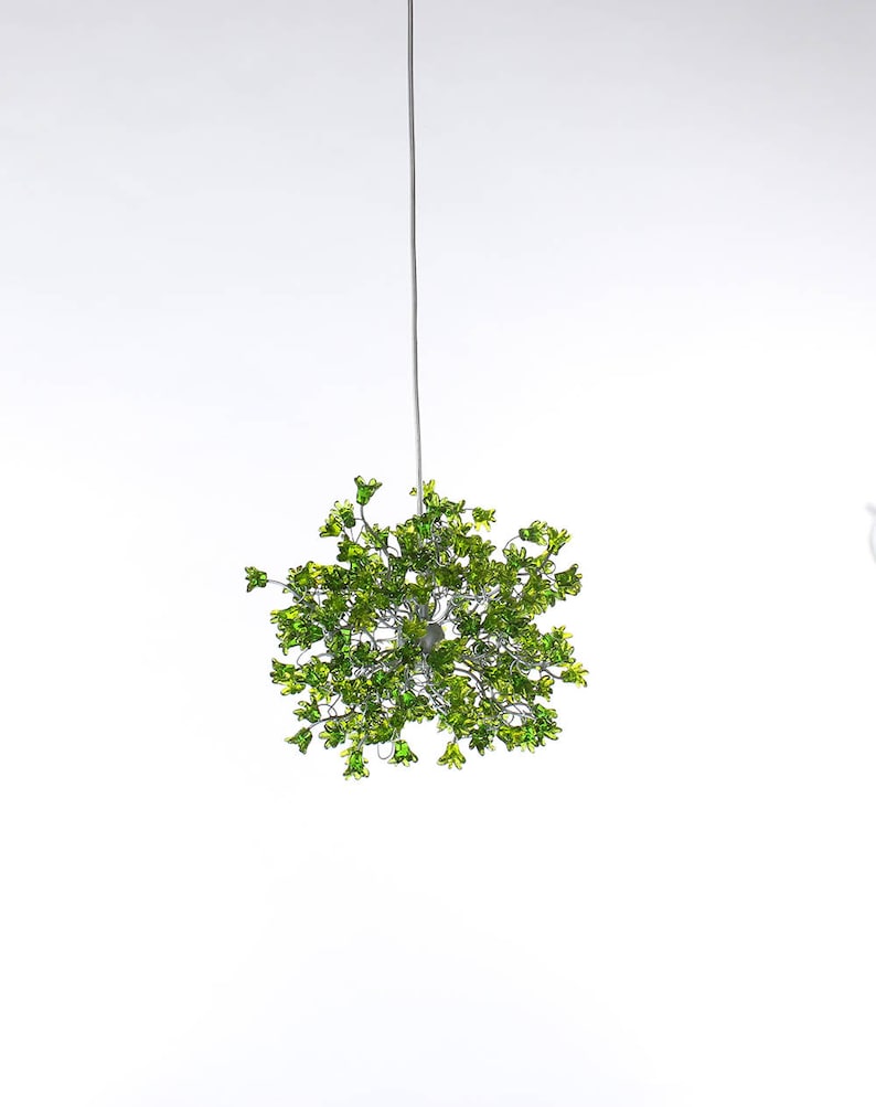 Green Pendant Light, Hanging pendant lighting with Green jumping flowers image 3