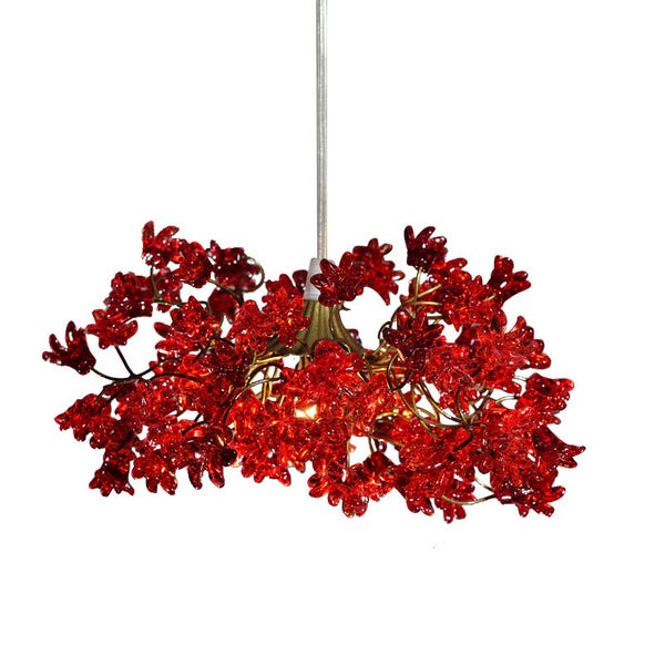 Ceiling lighting, kitchen island light with Red color jumping flowers, Romantic hanging pendant light for hall, bedroom.