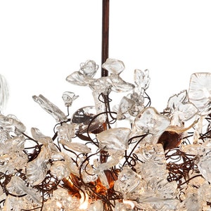 Large Hanging Lights with Natural clear flowers and leaves for Dining Room table, bedroom or living room. chandelier lighting image 2