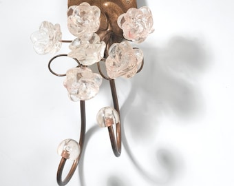 Wall hooks decorative with transparent resin flowers for coat , key - decorative wall hanger.
