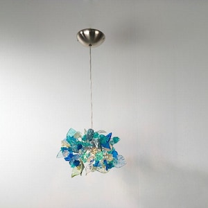 Sea Blue Resin Chandelier, Elegant Pendant Light, Kitchen Island Lighting, Living Room Ceiling Light, New Home Gift