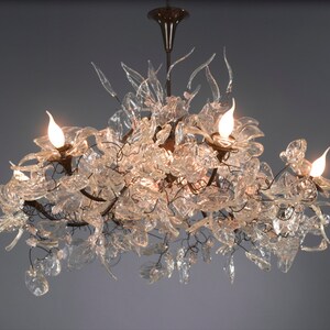 Floral Chandelier: Resin Flowers & Leaves, Dining Room Lighting