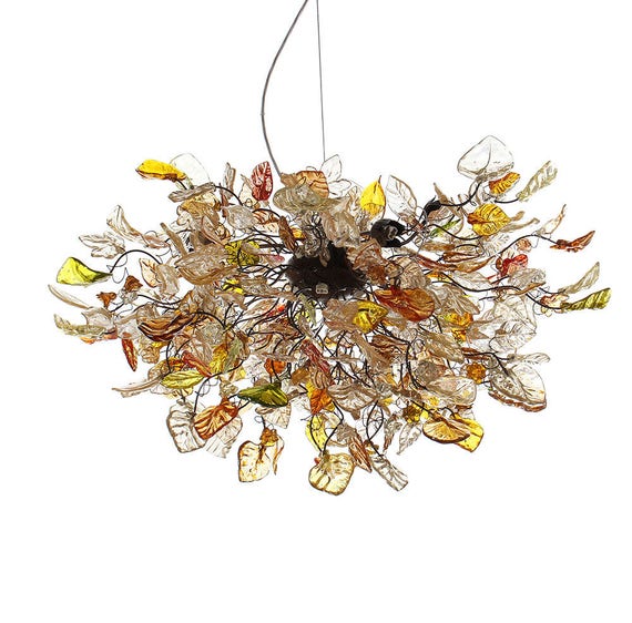 Hanging Chandeliers With Champagne Color Flowers And Leaves For Dining Room Bedroom Or Living Lighting Chandelier