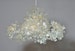 Chandelier Ceiling Light with Clear Transparent and white leaves and flowers for living room or Dining table- unique and elegant lighting. 