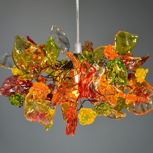 Light Fixtures Ceiling warm color flowers and leaves, "iber" hanging chandelier for hall, bathroom.