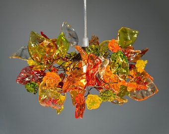 Light Fixtures Ceiling warm color flowers and leaves, "iber" hanging chandelier for hall, bathroom.