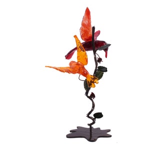 Handcrafted Metal Stand with Colorful Resin Birds image 5