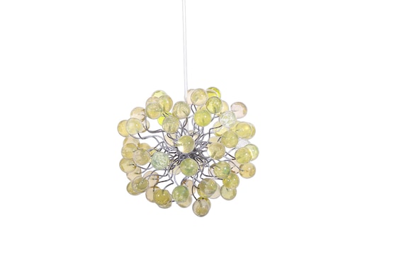 Pendant lighting with Lemon Green bubbles Light Fixture chandelier for hall, bathroom, bedroom or children place.