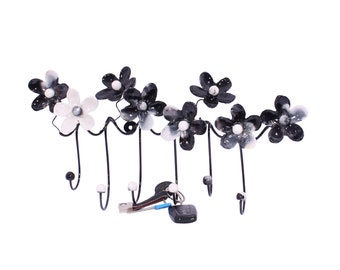 Decorative Wall Hooks, Coat rack with Multicolored resin flowers, for towel, jewelry.