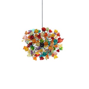 Hanging Pendant lighting with Colorful roses flowers for children room, or as a bedside light.