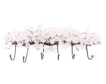 Unique hooks Coat Rack, Wall Hook with clear transparent resin flowers, decorative wall hanger.