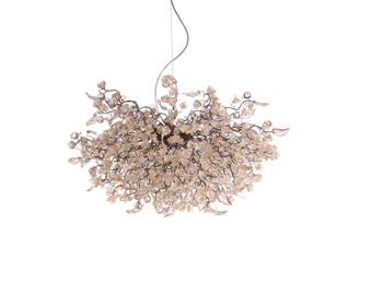 Large Hanging chandeliers with clear transparent mix flowers and leaves for Dining Room, a unique and elegant dining room light.